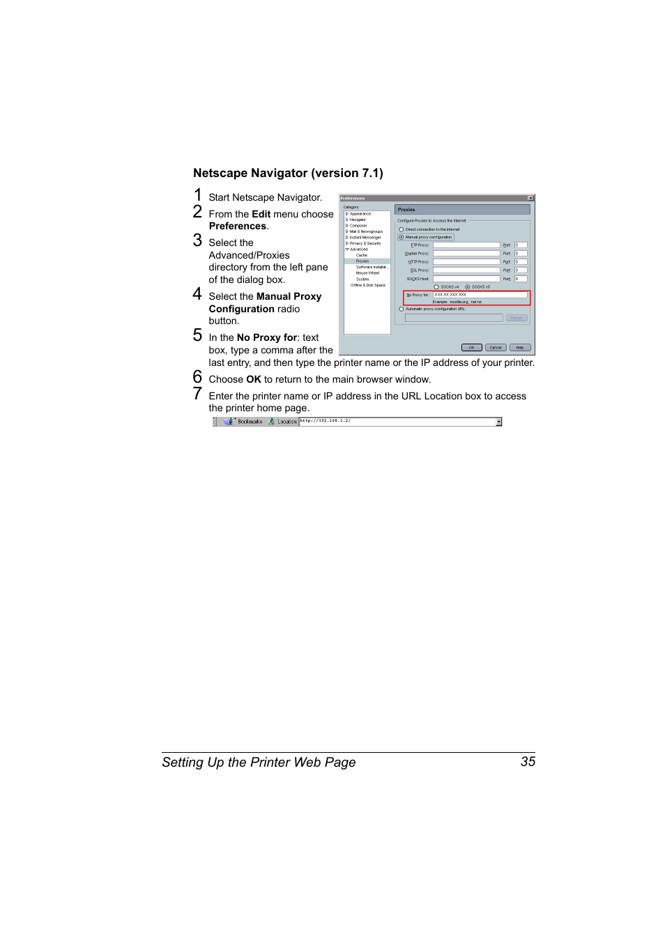 Netscape navigator (version 7.1), Netscape navigator (version 7.1) 35 | Konica Minolta Magicolor 2490MF User Manual | Page 43 / 86