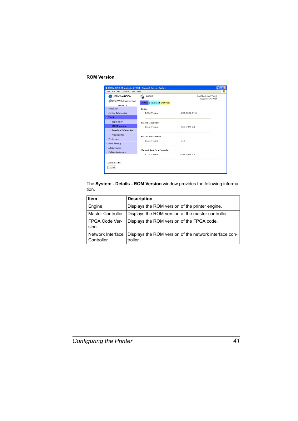 Configuring the printer 41 | Konica Minolta Magicolor 2490MF User Manual | Page 49 / 86