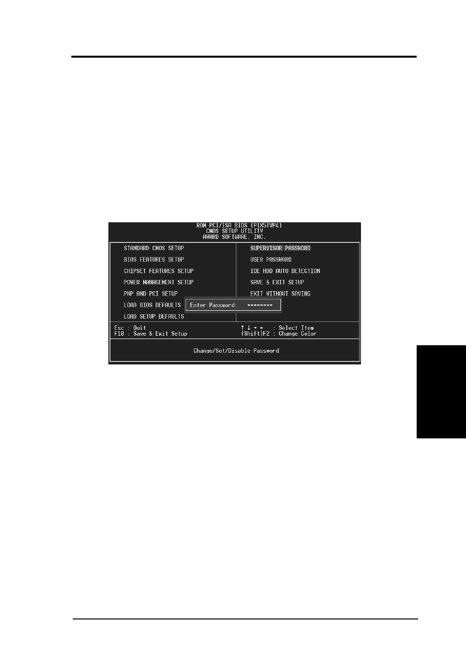 Iv. bios software, Supervisor password and user password | Asus P/I-XP55TVP4 User Manual | Page 51 / 64