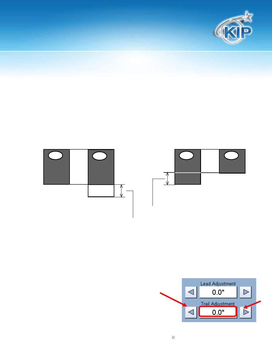 Kip touchscreen software, Trailing edge adjustment | Konica Minolta KIP 7100 User Manual | Page 103 / 205
