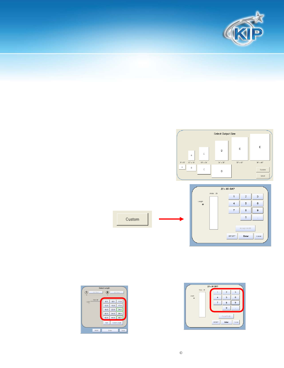 Manual size, Kip touchscreen software | Konica Minolta KIP 7100 User Manual | Page 120 / 205