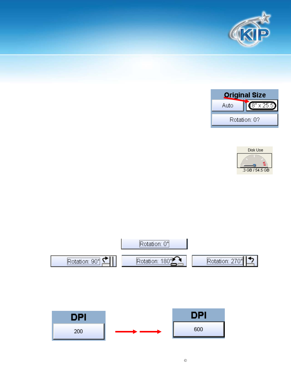 Hard drive space monitor, Rotation, Kip touchscreen software | Konica Minolta KIP 7100 User Manual | Page 121 / 205