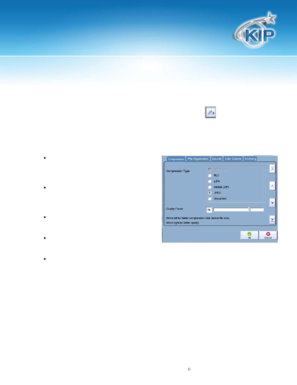 Compression, Kip touchscreen software | Konica Minolta KIP 7100 User Manual | Page 148 / 205