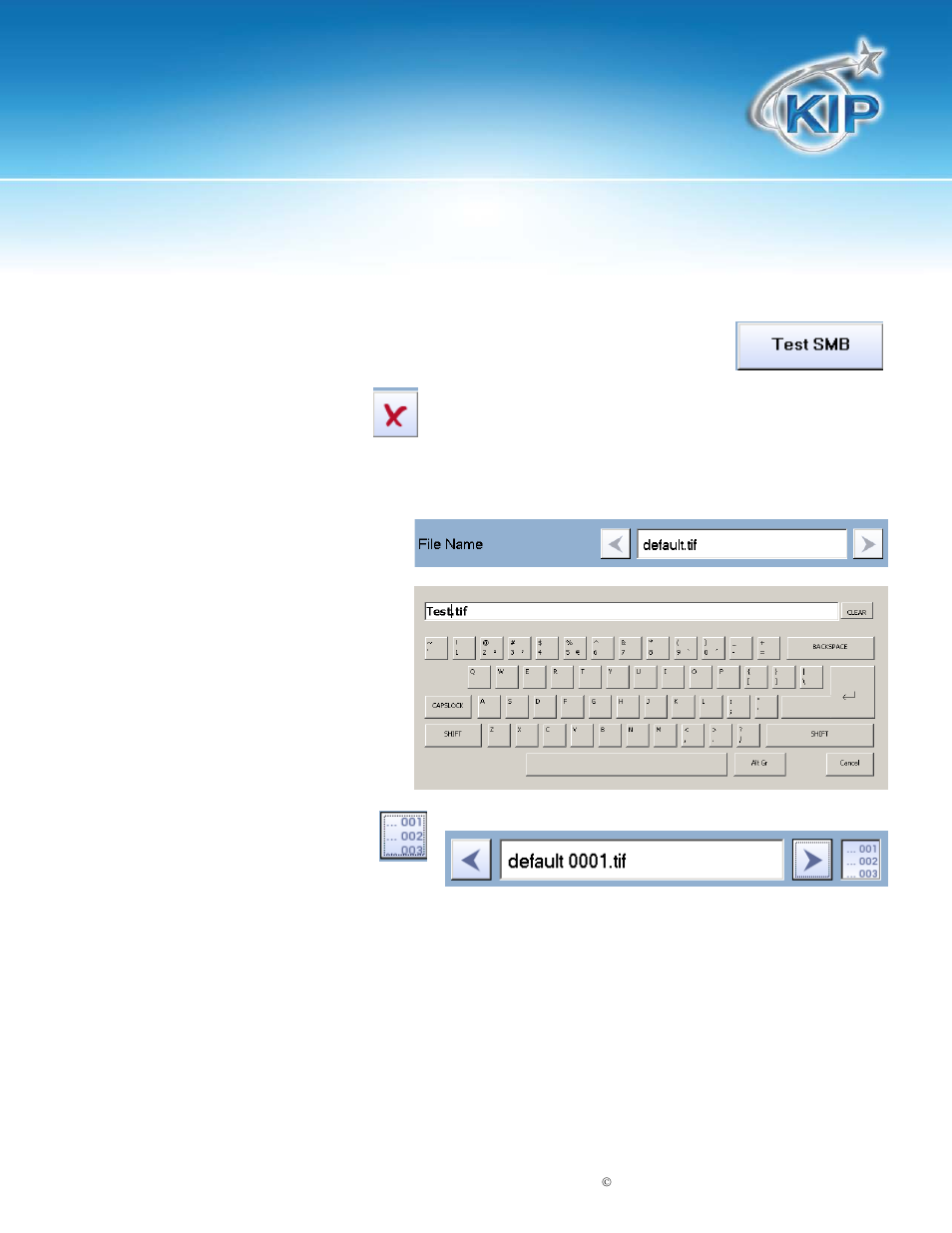 File name, Kip touchscreen software | Konica Minolta KIP 7100 User Manual | Page 151 / 205