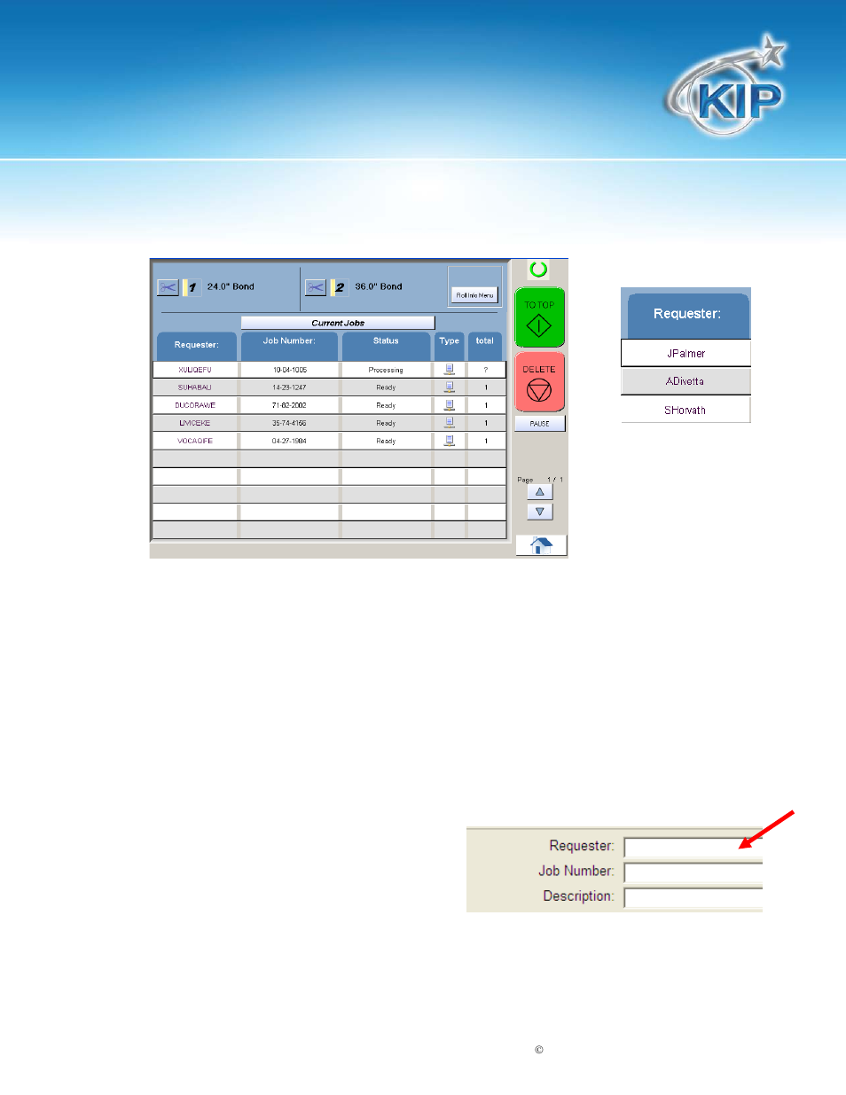 Requestor, Kip touchscreen software | Konica Minolta KIP 7100 User Manual | Page 169 / 205
