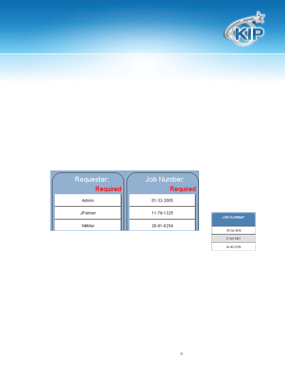 Job number, Kip touchscreen software | Konica Minolta KIP 7100 User Manual | Page 170 / 205
