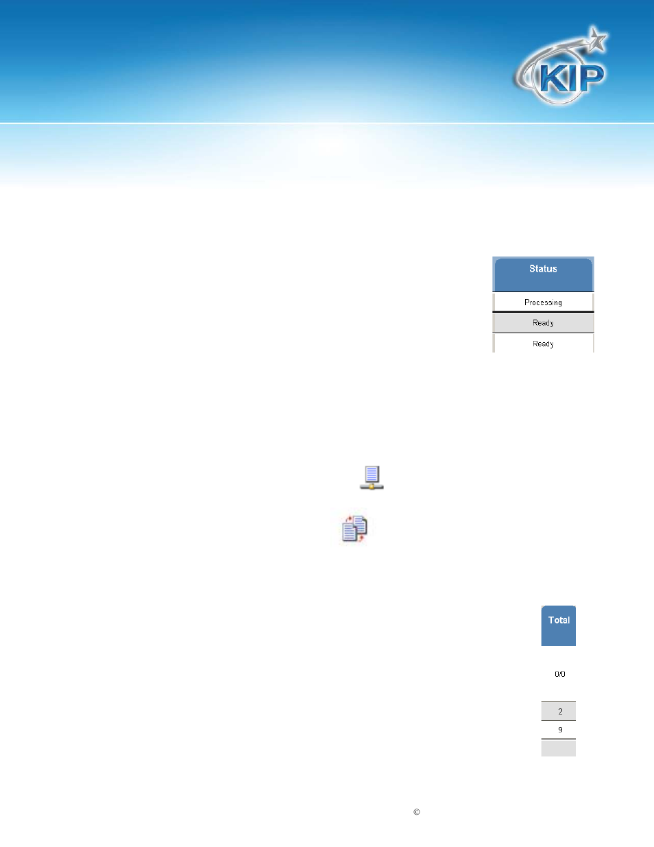 Status, Type, Total | Kip touchscreen software | Konica Minolta KIP 7100 User Manual | Page 171 / 205