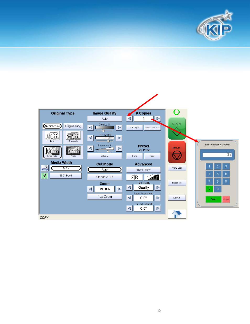 Media, Kip touchscreen software, Copy count | Konica Minolta KIP 7100 User Manual | Page 18 / 205
