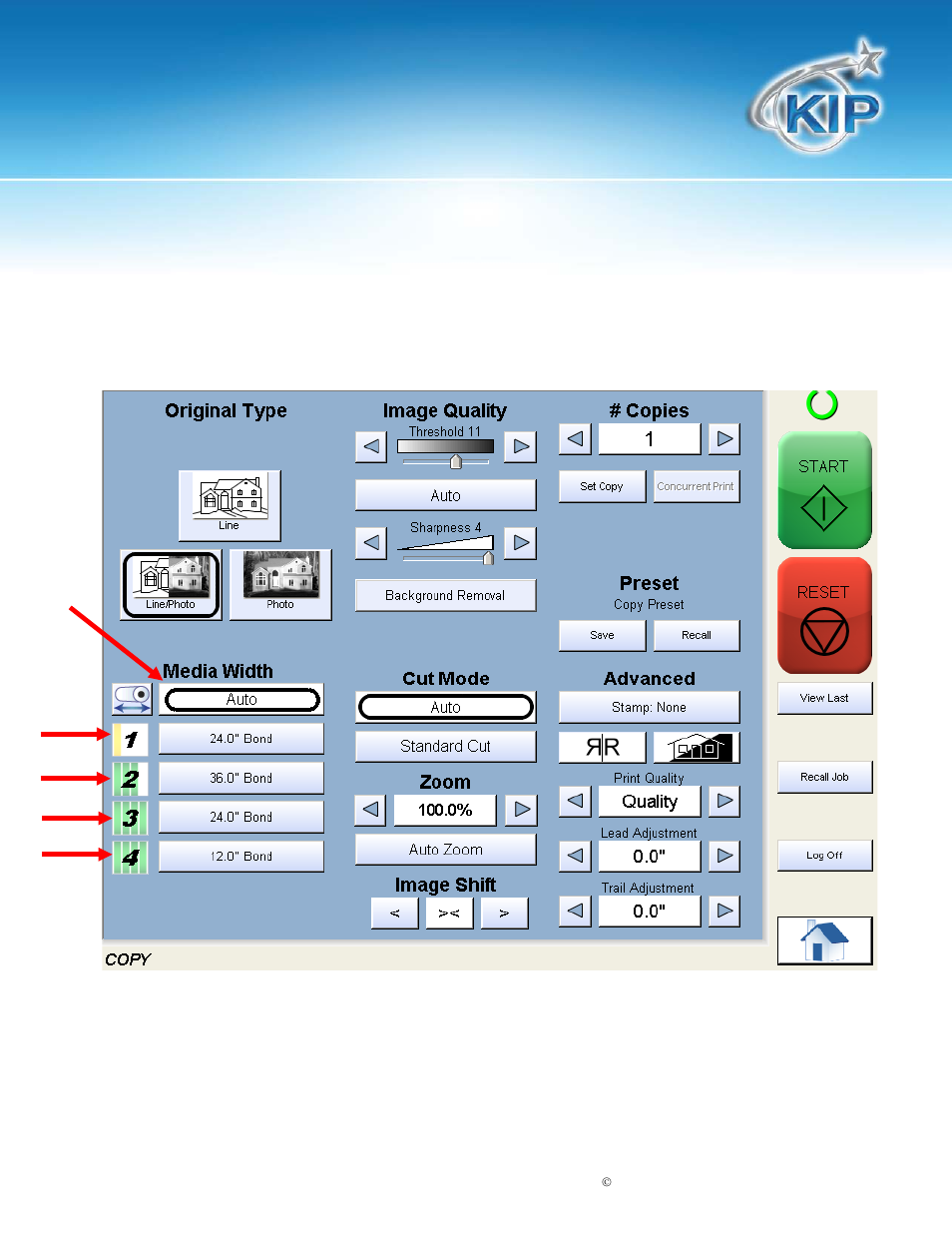 Length, Kip touchscreen software, Media | Konica Minolta KIP 7100 User Manual | Page 19 / 205