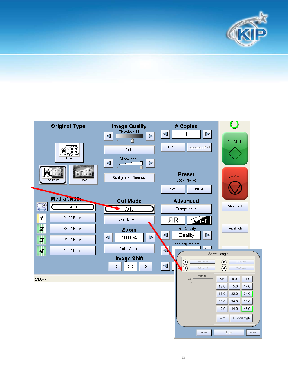 Size, Kip touchscreen software, Length | Konica Minolta KIP 7100 User Manual | Page 20 / 205