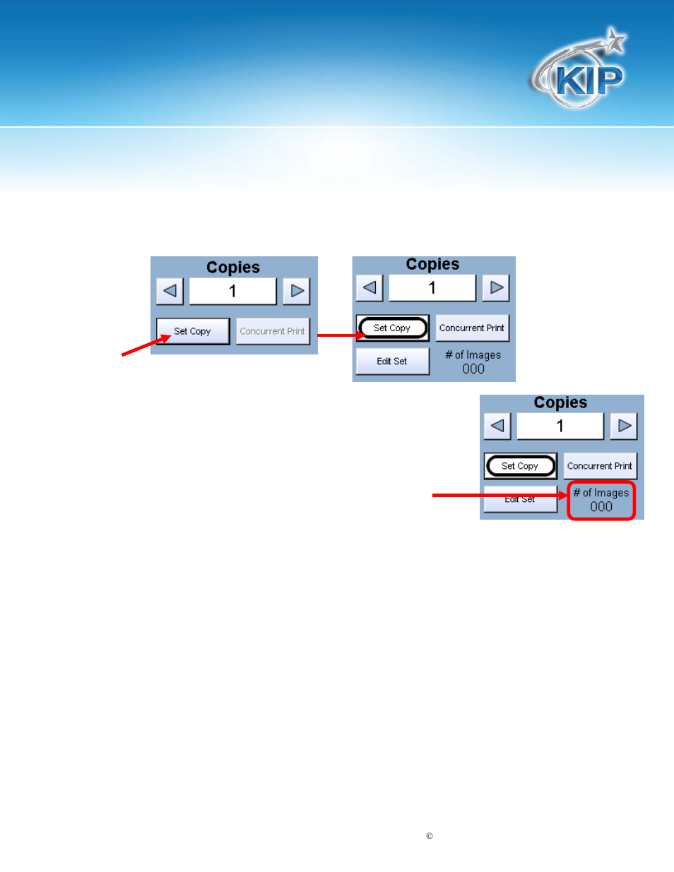 Set copy, Kip touchscreen software | Konica Minolta KIP 7100 User Manual | Page 28 / 205