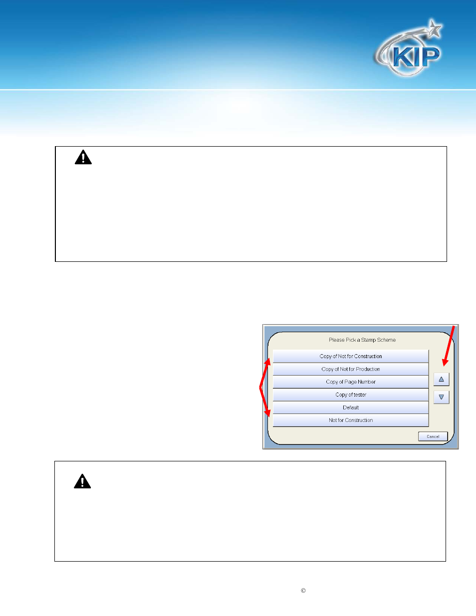 Stamp, Kip touchscreen software | Konica Minolta KIP 7100 User Manual | Page 34 / 205