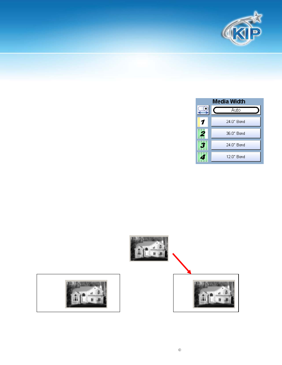 Auto, Manual roll selection, Kip touchscreen software | Width | Konica Minolta KIP 7100 User Manual | Page 37 / 205