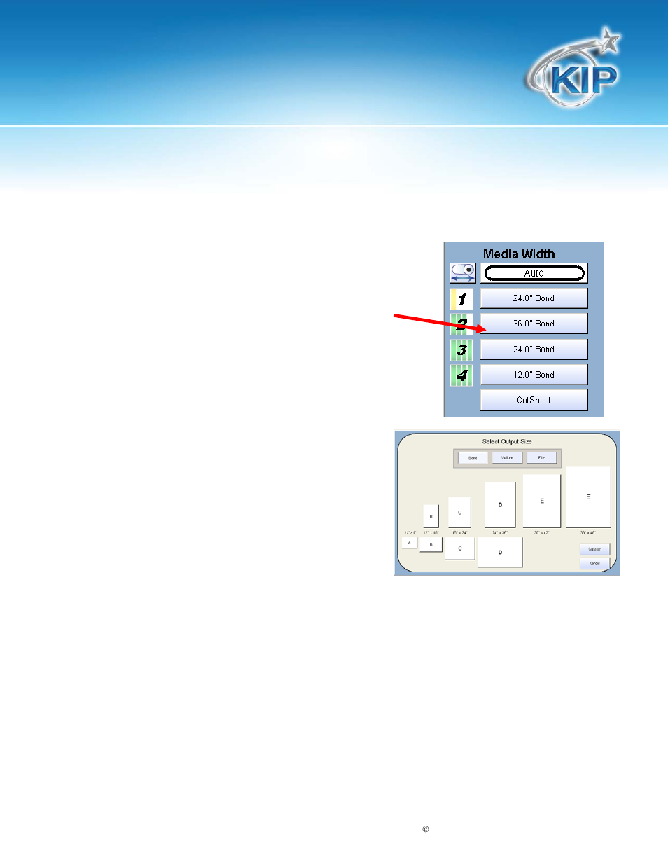 Cut sheet, Kip touchscreen software | Konica Minolta KIP 7100 User Manual | Page 39 / 205