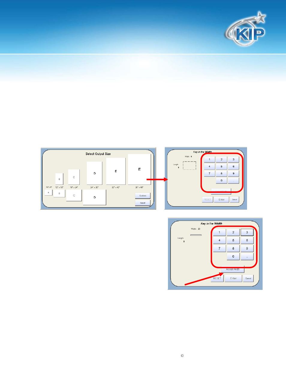 Manual size, Kip touchscreen software | Konica Minolta KIP 7100 User Manual | Page 59 / 205
