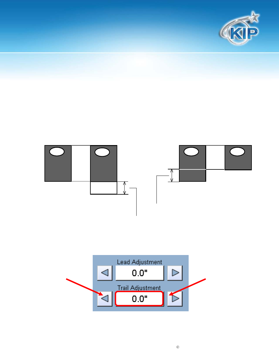 Kip touchscreen software, Trailing edge adjustment | Konica Minolta KIP 7100 User Manual | Page 69 / 205