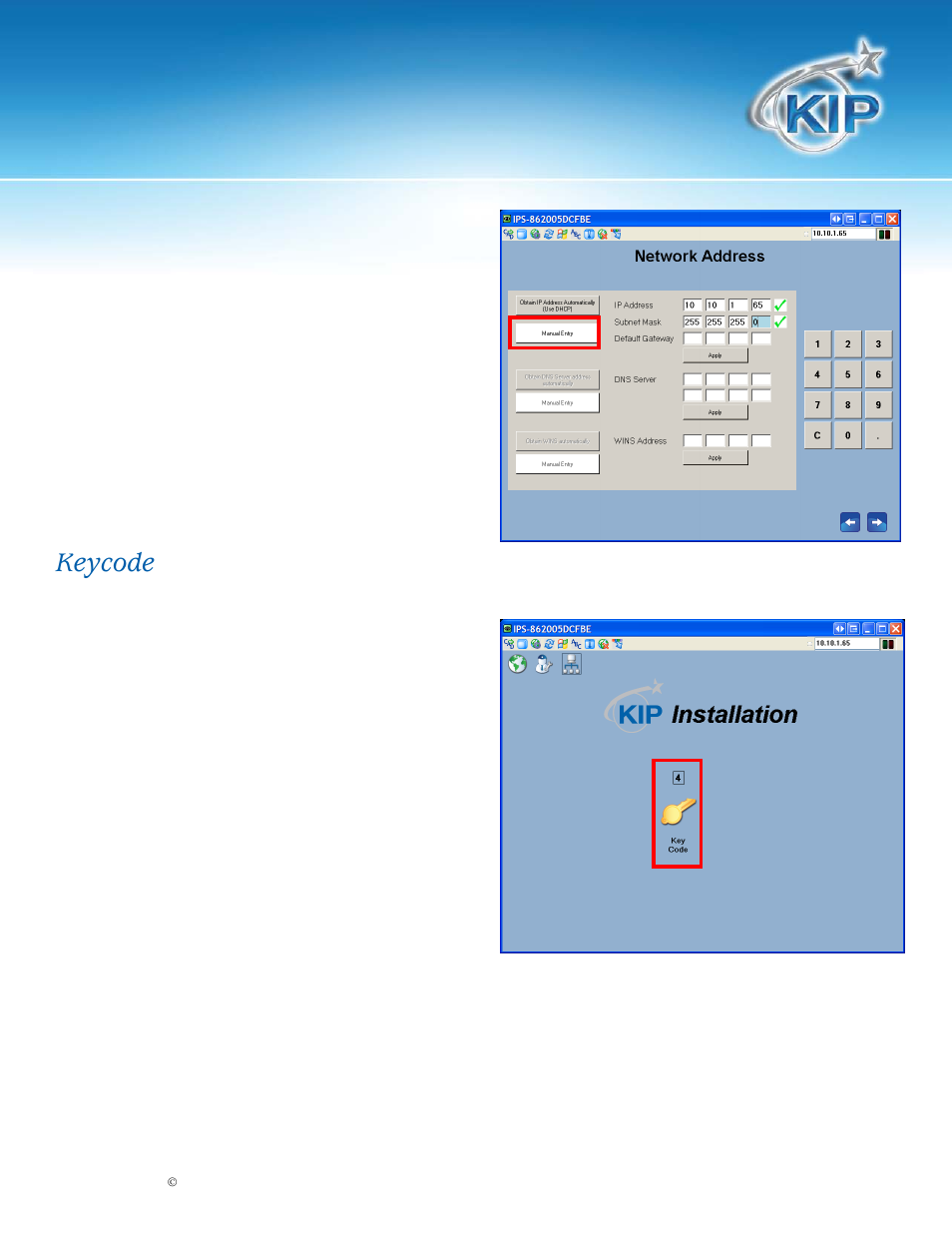 Kip restore/ghosting procedure, Keycode | Konica Minolta KIP 7700 User Manual | Page 9 / 12