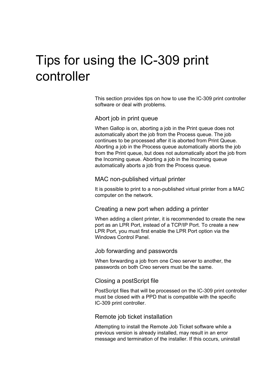 Tips for using the ic-309 print controller | Konica Minolta IC-309 User Manual | Page 11 / 12