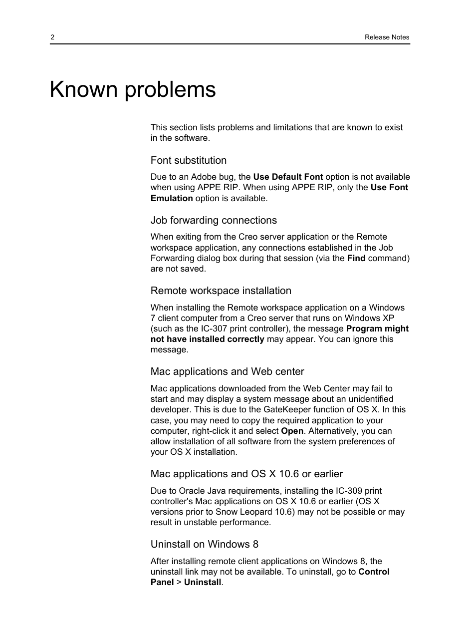 Known problems | Konica Minolta IC-309 User Manual | Page 8 / 12