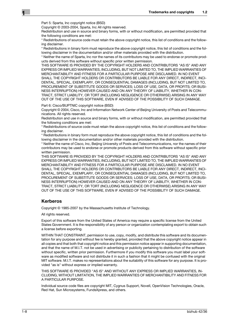 Kerberos, Kerberos -8 | Konica Minolta bizhub 36 User Manual | Page 14 / 182