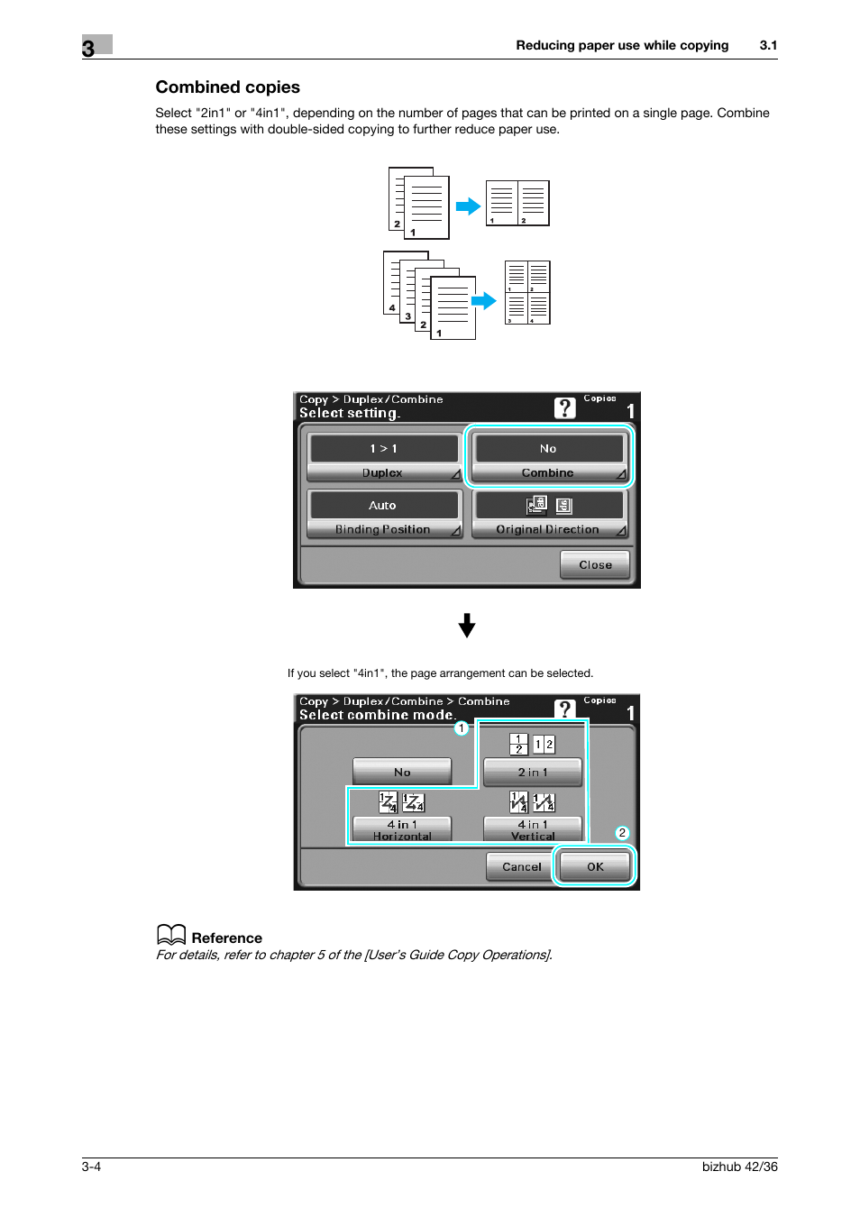 Combined copies, Combined copies -4 | Konica Minolta bizhub 36 User Manual | Page 84 / 182