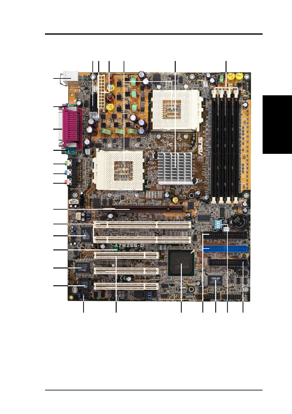 Features, 1 component locations | Asus A7M266-D User Manual | Page 13 / 98