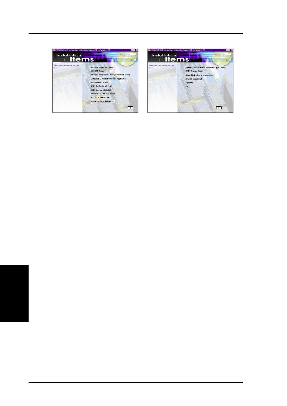 1 installation menu | Asus A7M266-D User Manual | Page 76 / 98