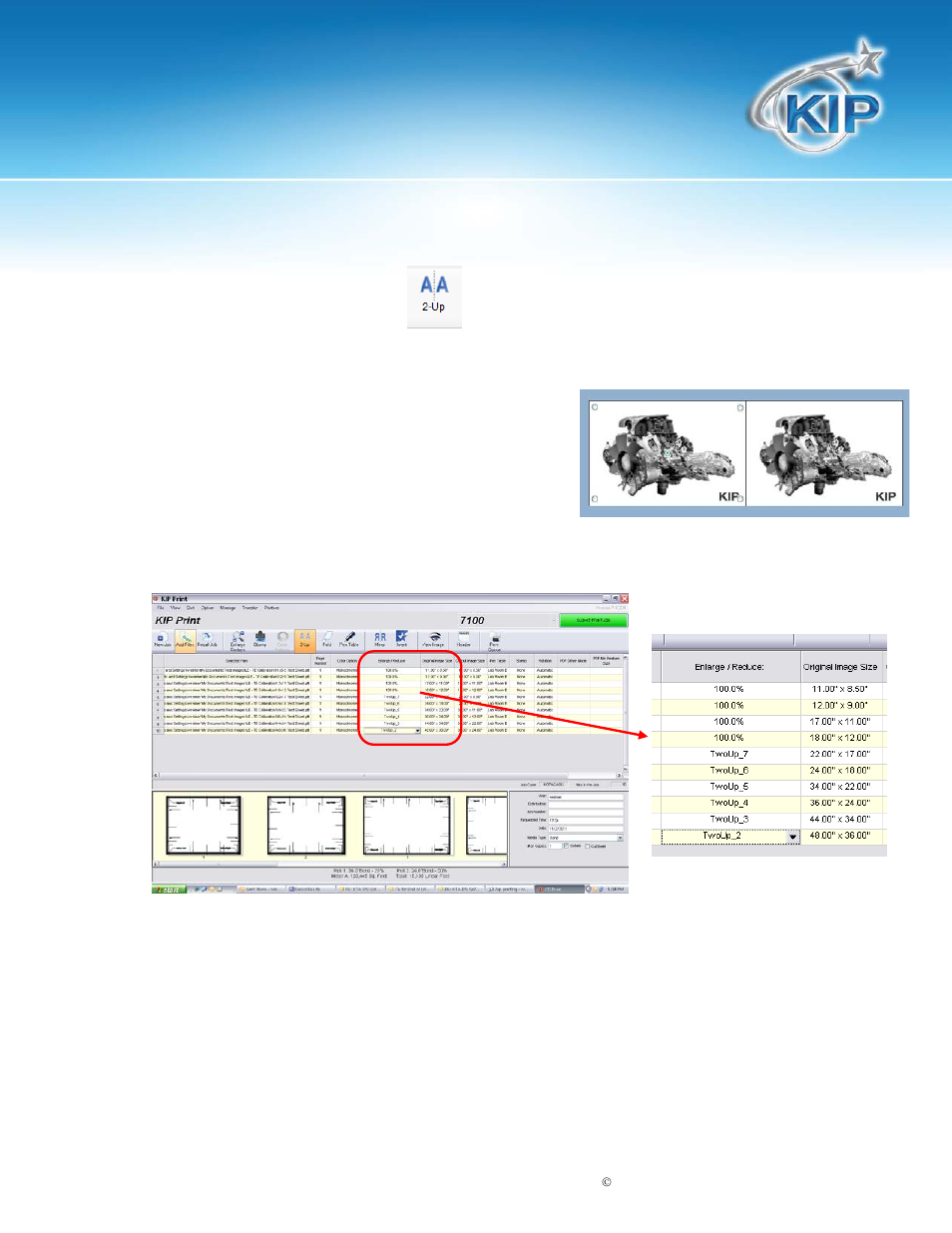 Graphic toolbar – 2 up printing, Kip print | Konica Minolta KIP Color 80 User Manual | Page 21 / 59
