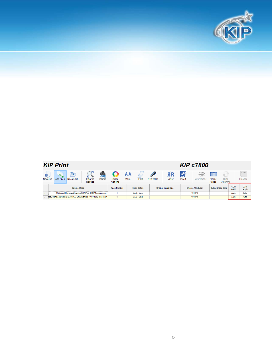 Cgm (option), Kip print | Konica Minolta KIP Color 80 User Manual | Page 36 / 59