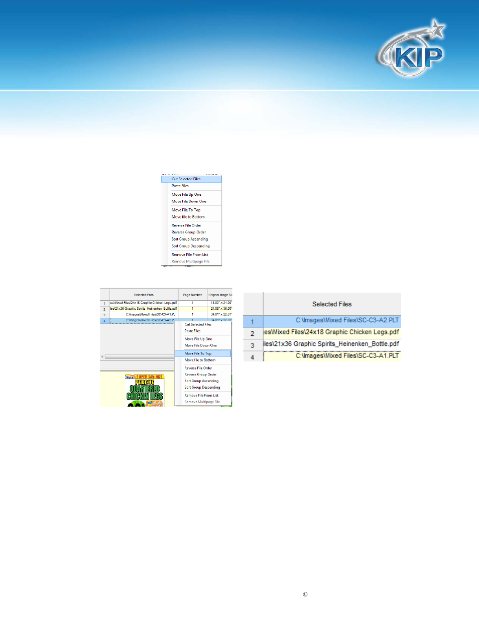 Job grid – right click menu, File print order, Kip print | Job grid – right click menu file print order | Konica Minolta KIP Color 80 User Manual | Page 37 / 59