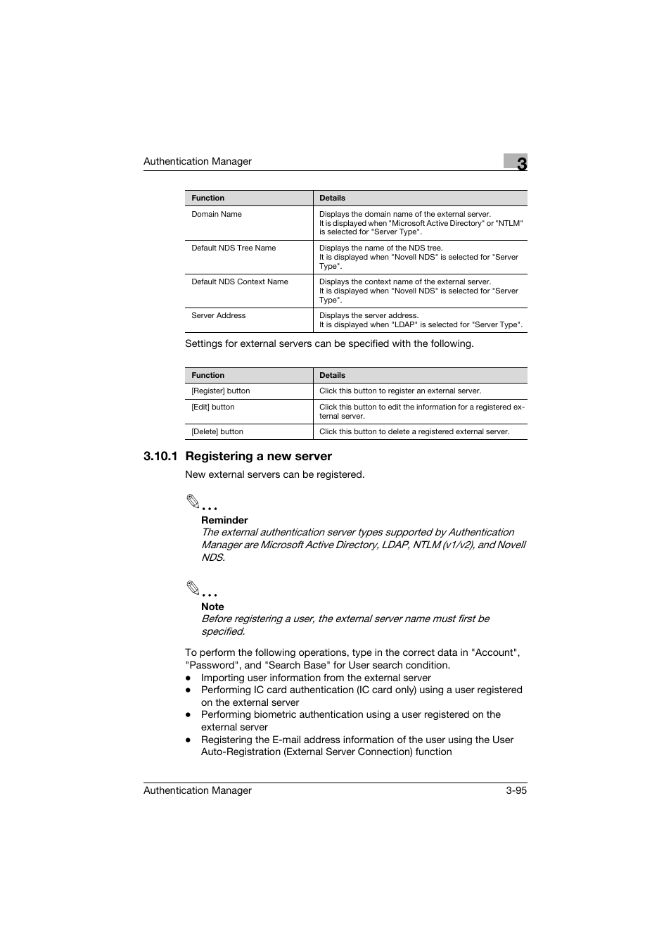 1 registering a new server, Registering a new server -95 | Konica Minolta bizhub C284e User Manual | Page 112 / 189