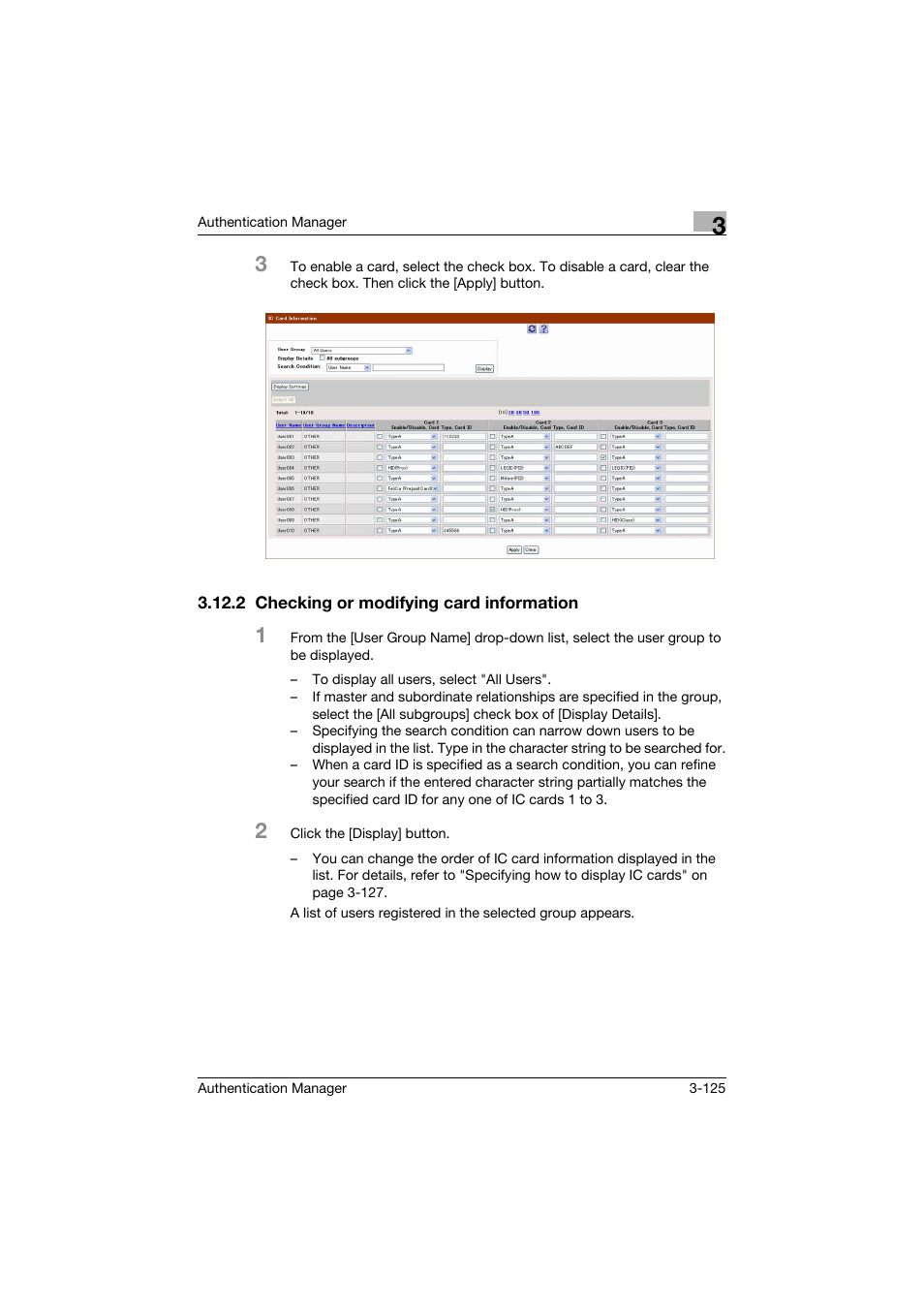 2 checking or modifying card information, Checking or modifying card information -125 | Konica Minolta bizhub C284e User Manual | Page 142 / 189