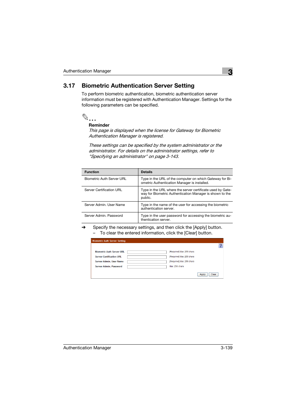 17 biometric authentication server setting, Biometric authentication server setting -139 | Konica Minolta bizhub C284e User Manual | Page 156 / 189