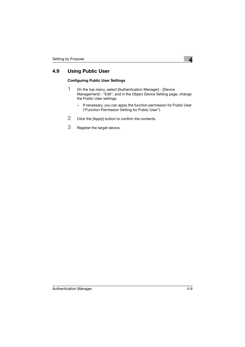 9 using public user, Configuring public user settings, Using public user -9 | Configuring public user settings -9 | Konica Minolta bizhub C284e User Manual | Page 183 / 189