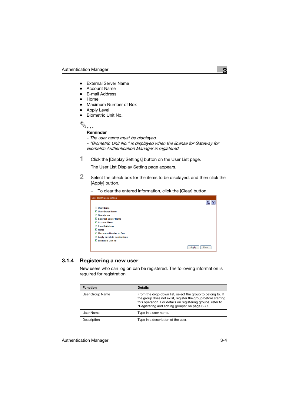 4 registering a new user, Registering a new user -4 | Konica Minolta bizhub C284e User Manual | Page 21 / 189