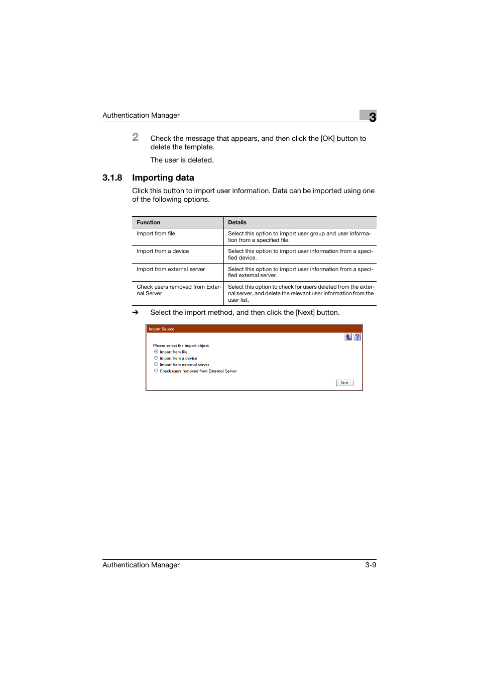 8 importing data, Importing data -9 | Konica Minolta bizhub C284e User Manual | Page 26 / 189