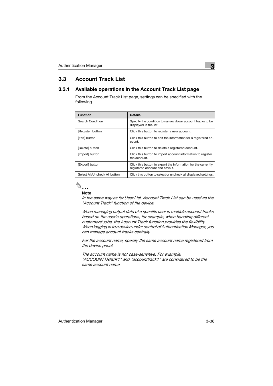 3 account track list, Account track list -38 | Konica Minolta bizhub C284e User Manual | Page 55 / 189