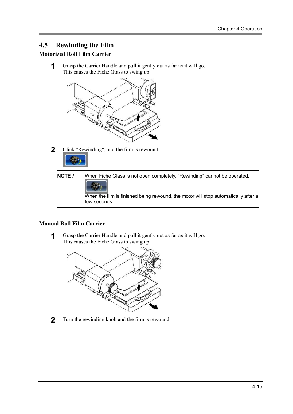 5 rewinding the film, Rewinding the film -15 | Konica Minolta SL1000 User Manual | Page 107 / 130