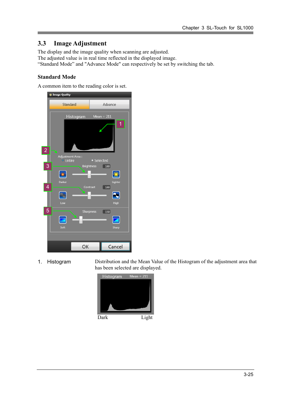 3 image adjustment, Image adjustment -25 | Konica Minolta SL1000 User Manual | Page 51 / 130