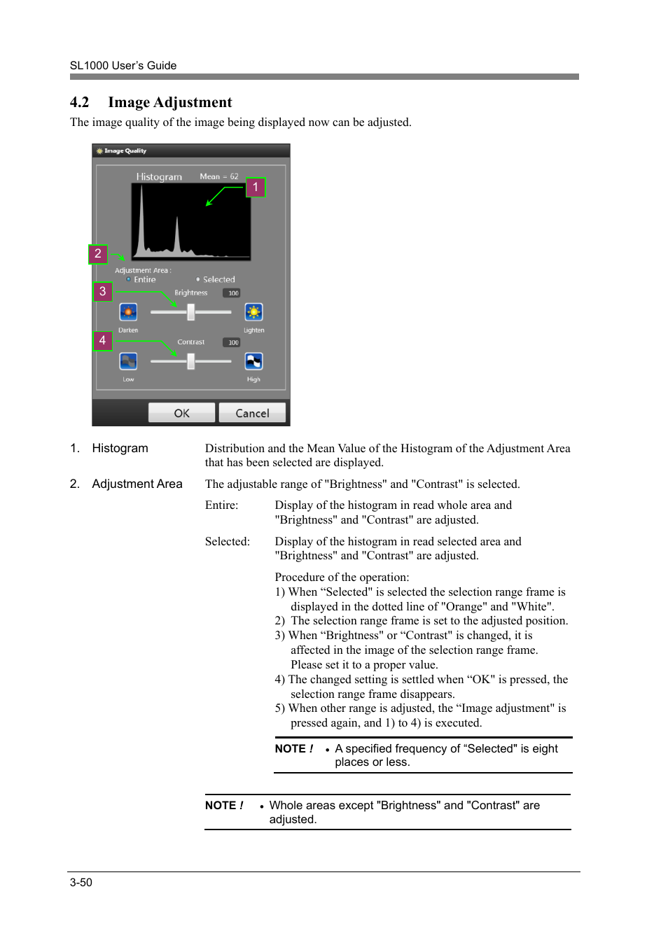 2 image adjustment, Image adjustment -50 | Konica Minolta SL1000 User Manual | Page 76 / 130
