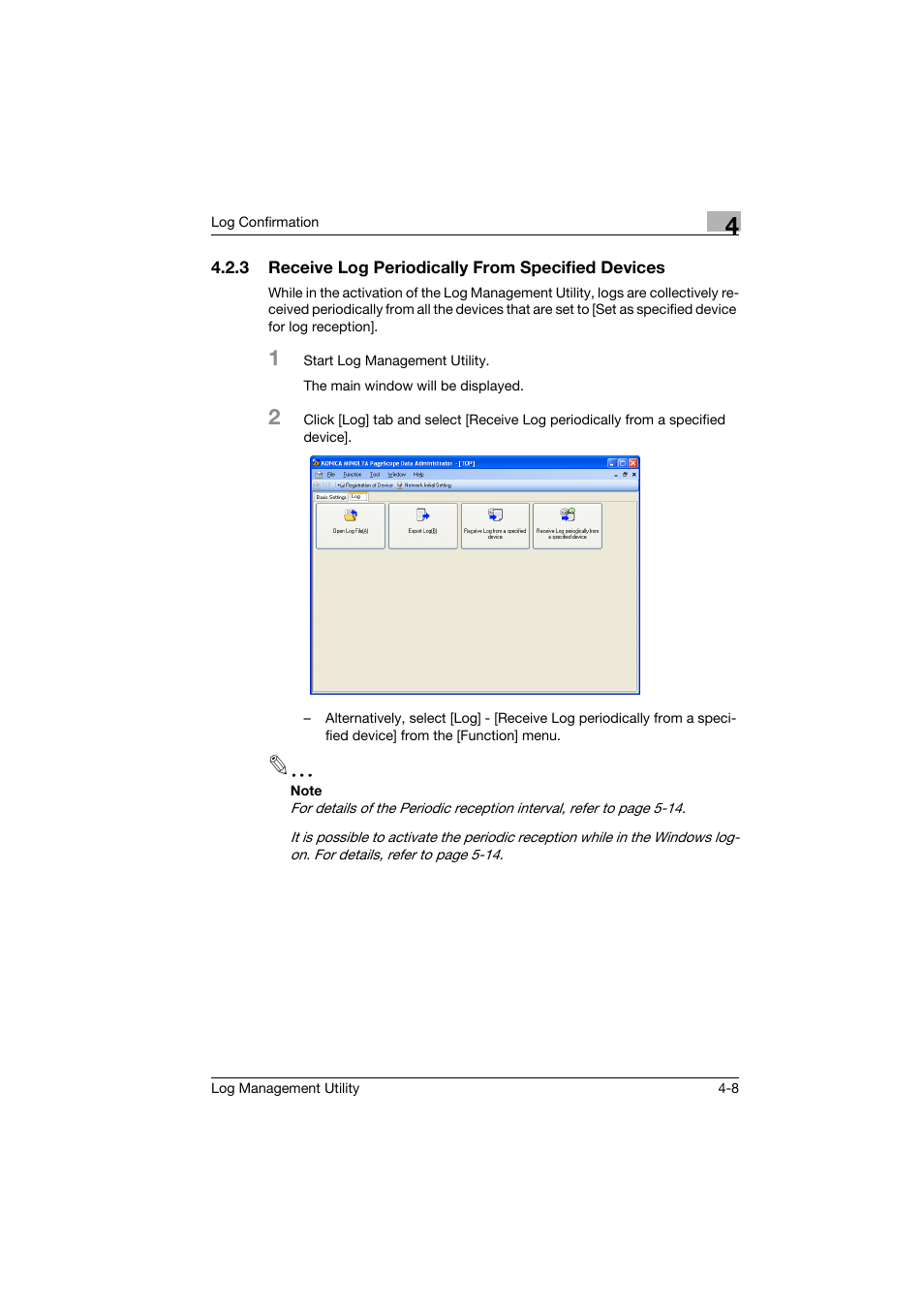 3 receive log periodically from specified devices, Receive log periodically from specified devices -8 | Konica Minolta magicolor 8650 User Manual | Page 24 / 56