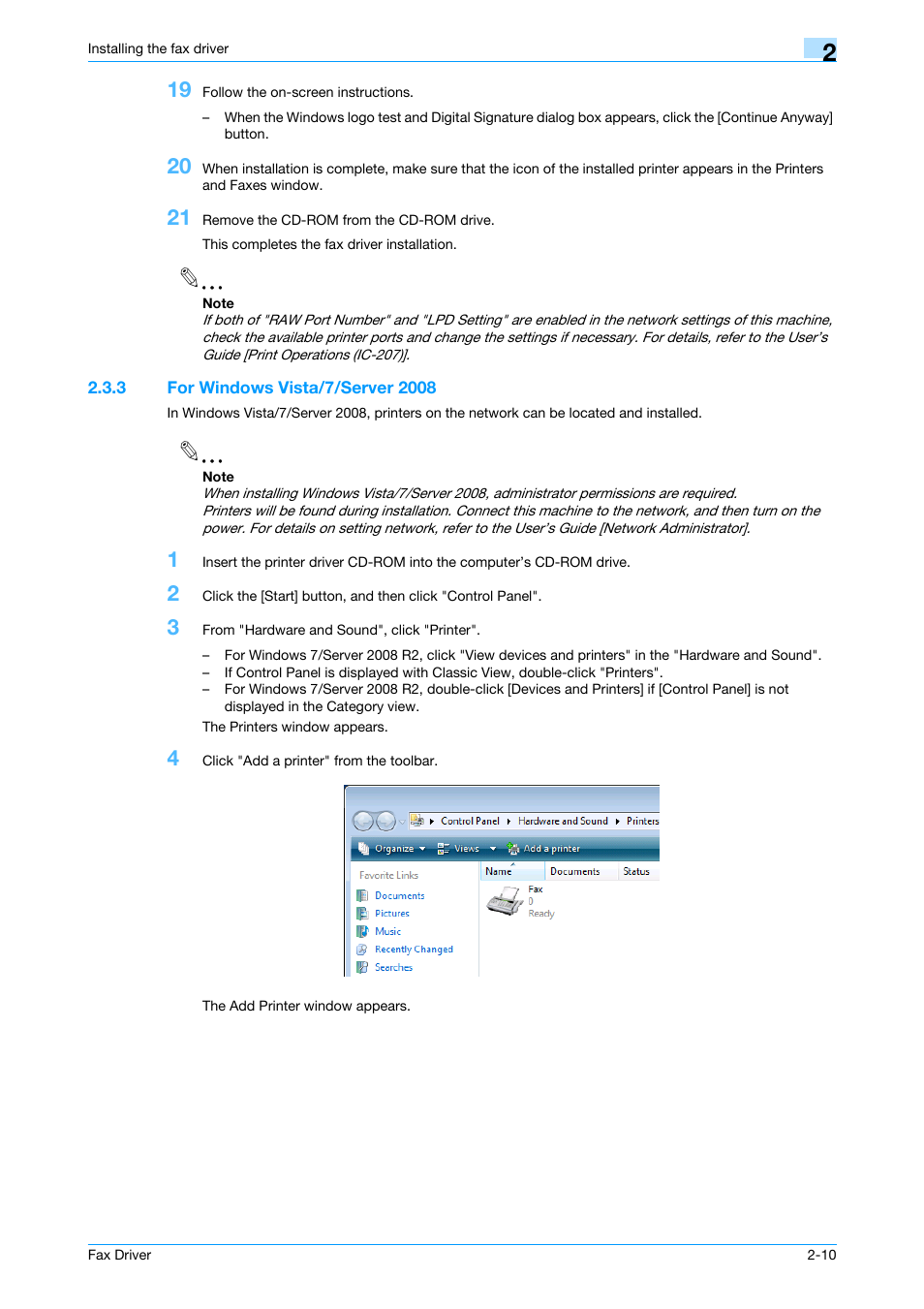 3 for windows vista/7/server 2008, For windows vista/7/server 2008 -10 | Konica Minolta bizhub 421 User Manual | Page 21 / 67