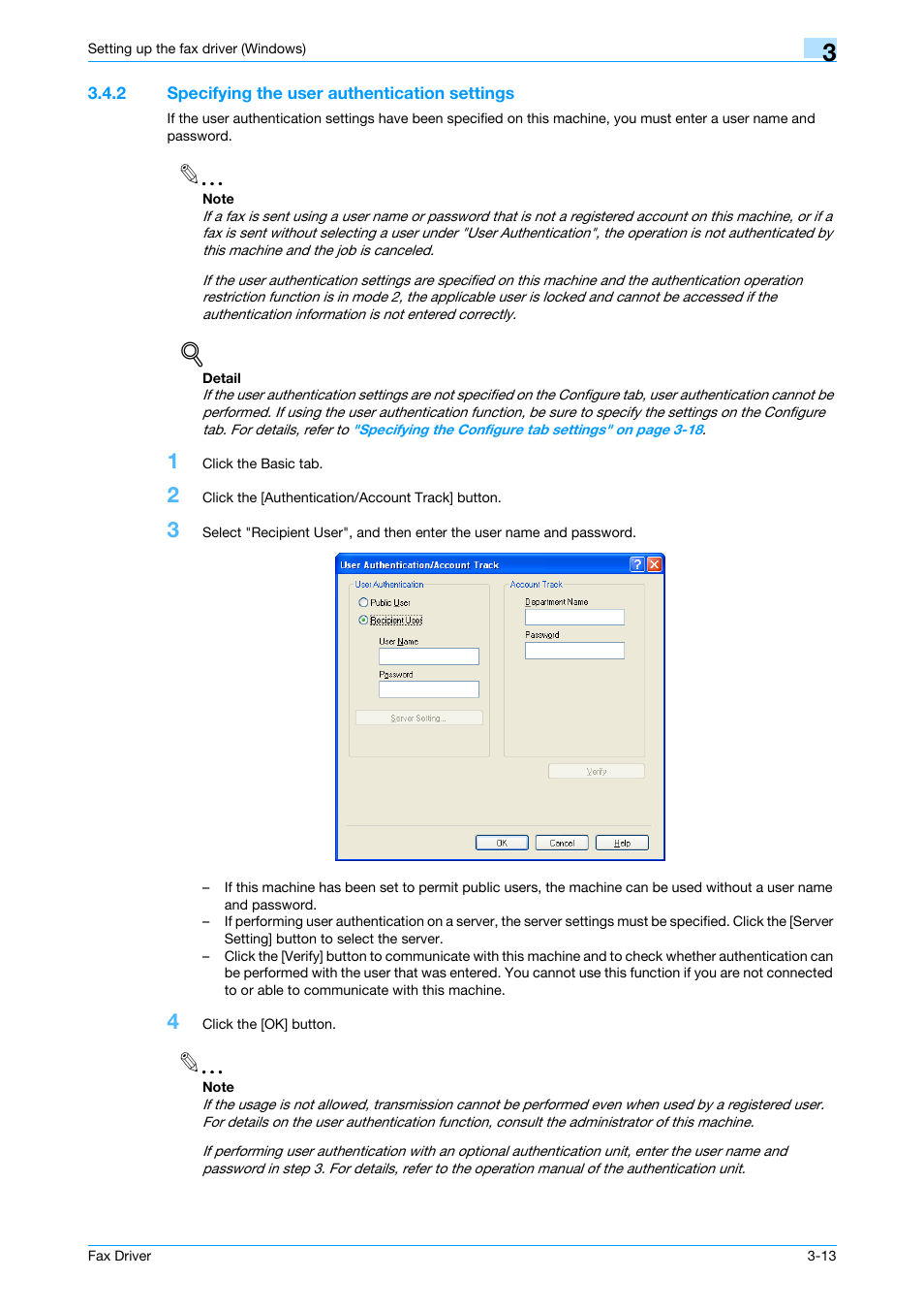2 specifying the user authentication settings, Specifying the user authentication settings -13 | Konica Minolta bizhub 421 User Manual | Page 44 / 67