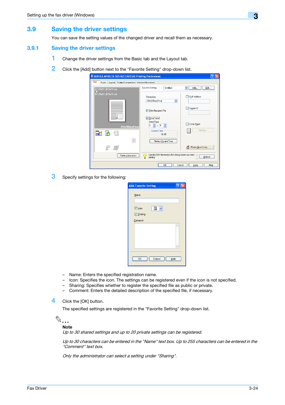 9 saving the driver settings, 1 saving the driver settings, Saving the driver settings -24 | Konica Minolta bizhub 421 User Manual | Page 55 / 67