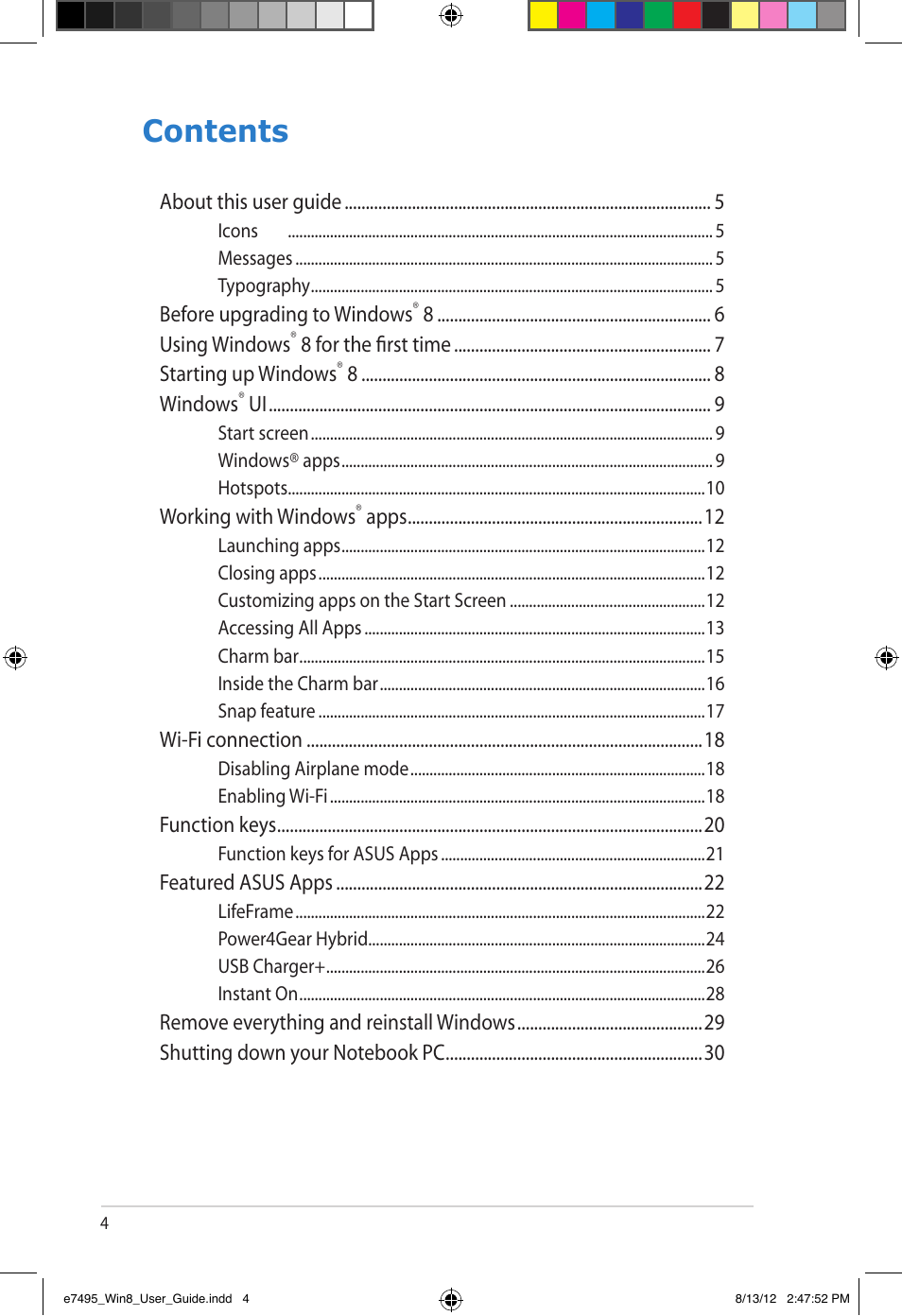 Asus Notebook PC (User Guide for Windows 8) User Manual | Page 4 / 30