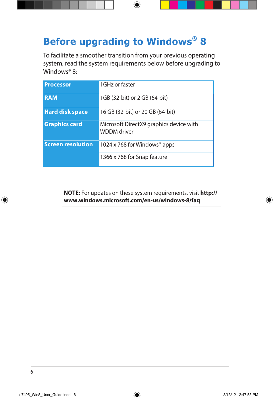Before upgrading to windows® 8, Before upgrading to windows | Asus Notebook PC (User Guide for Windows 8) User Manual | Page 6 / 30