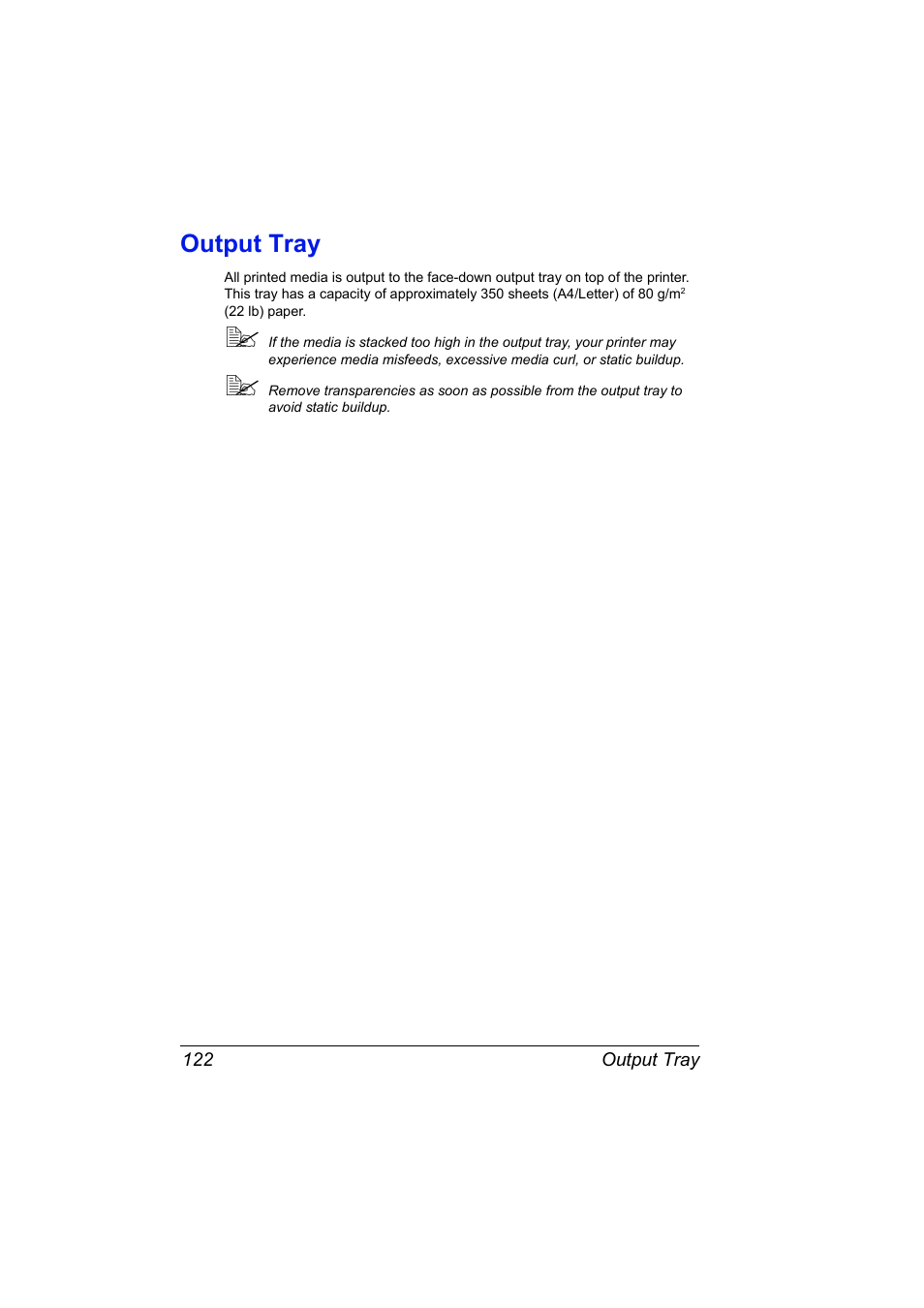 Output tray, Output tray 122 | Konica Minolta magicolor 7450 grafx User Manual | Page 136 / 254