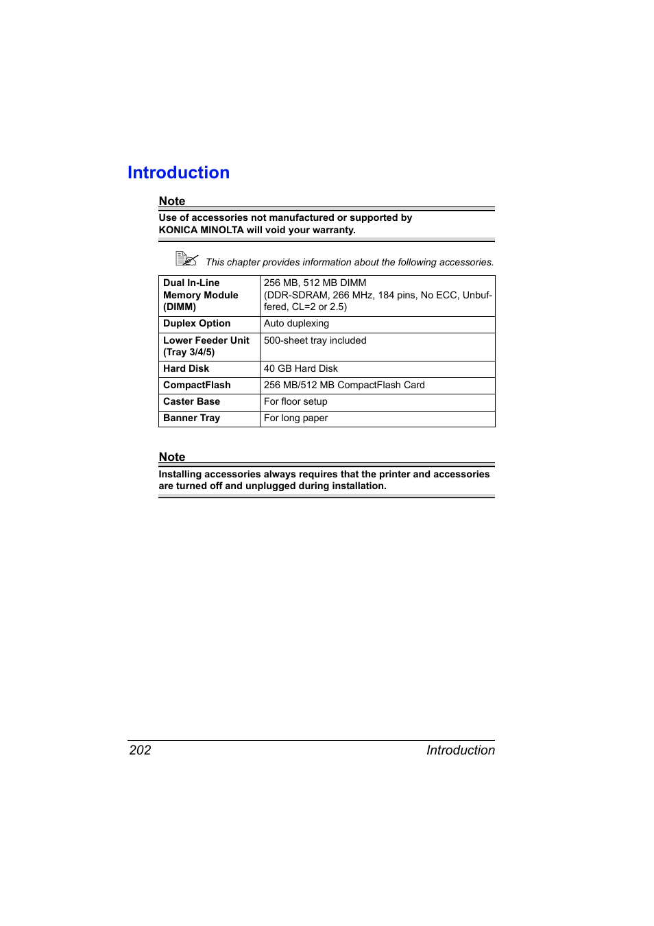 Introduction, Introduction 202 | Konica Minolta magicolor 7450 grafx User Manual | Page 216 / 254