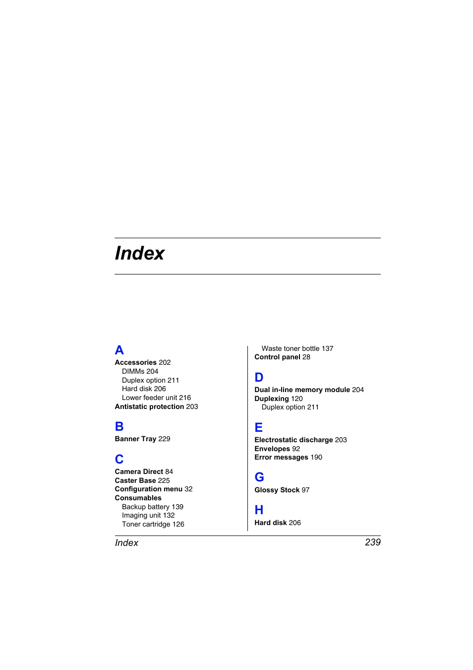 Index, A to h | Konica Minolta magicolor 7450 grafx User Manual | Page 253 / 254