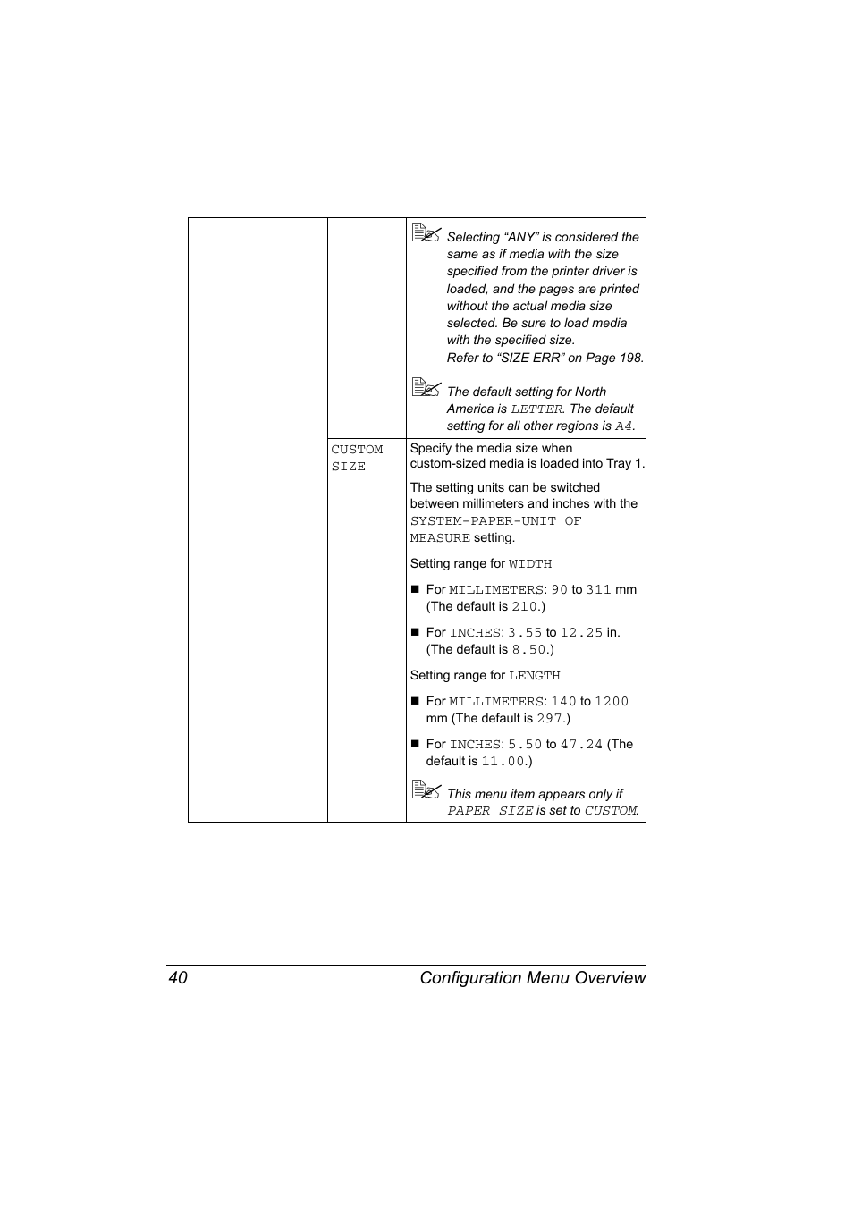 Configuration menu overview 40 | Konica Minolta magicolor 7450 grafx User Manual | Page 54 / 254